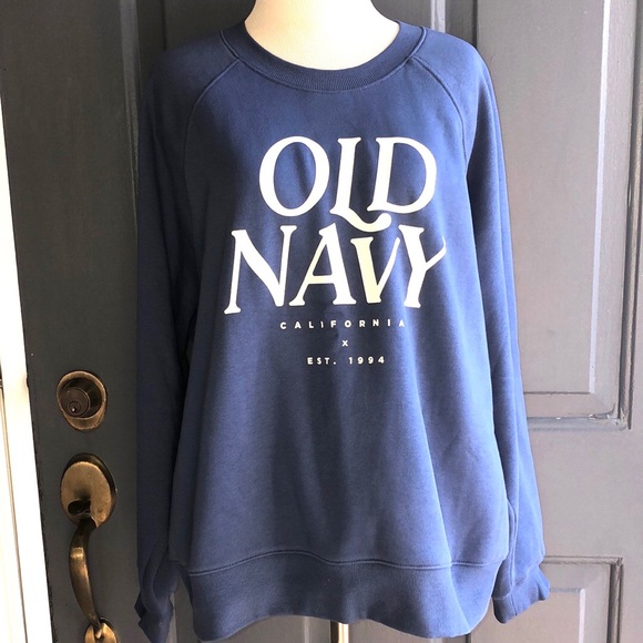 Old Navy Sea Blue White Logo Crewneck Sweatshirt size XL - Picture 2 of 16